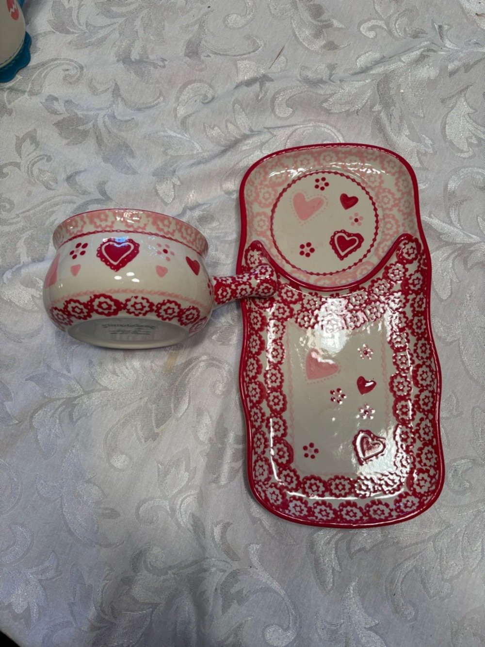 Two sets of Temp-Tations Romance pattern luncheon sets. 4 pieces